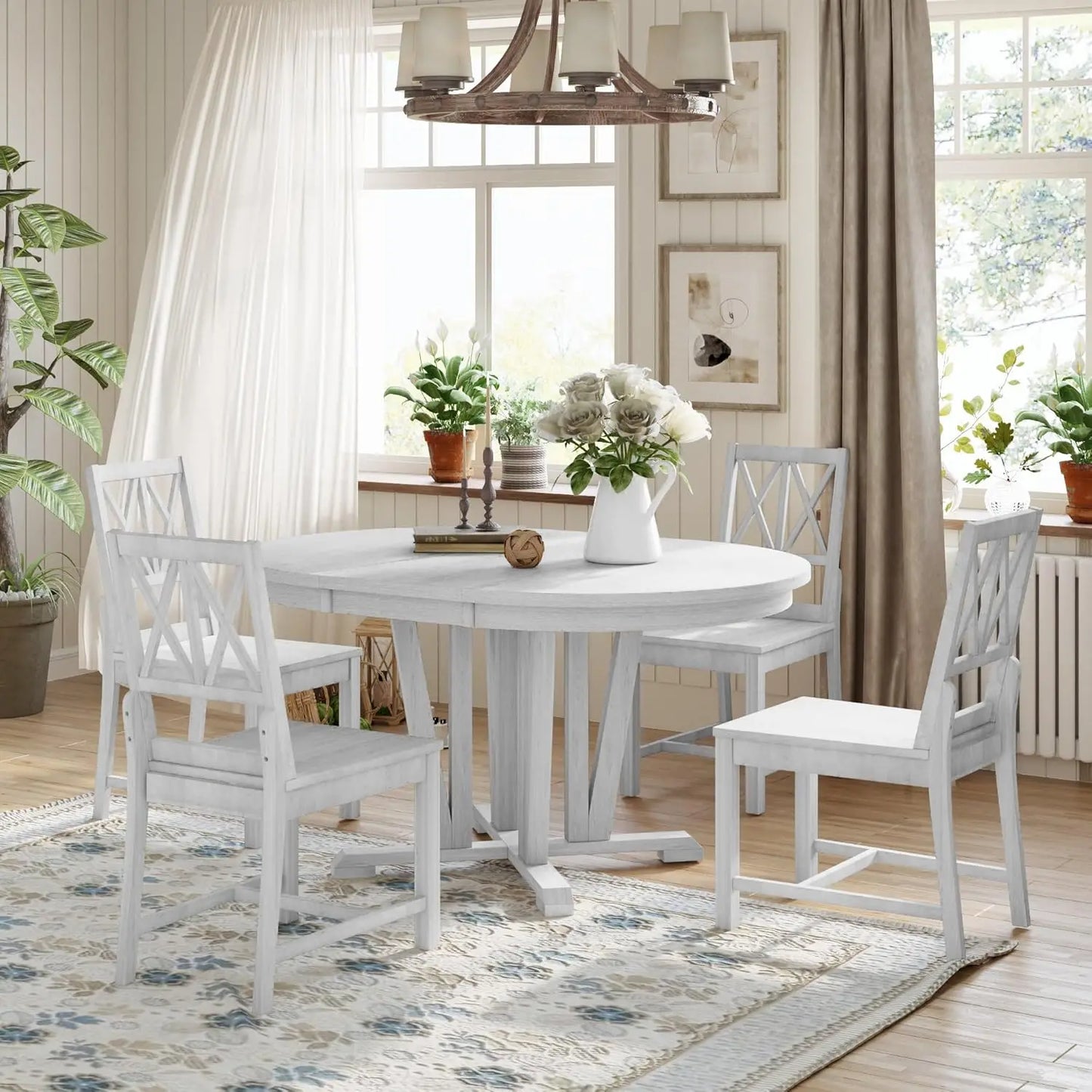 5 Piece Extendable Round Dining Table
