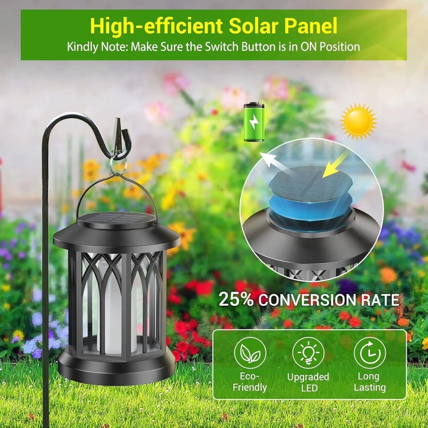 2/4 Pack Upgraded Flickering Flame Solar Lanterns