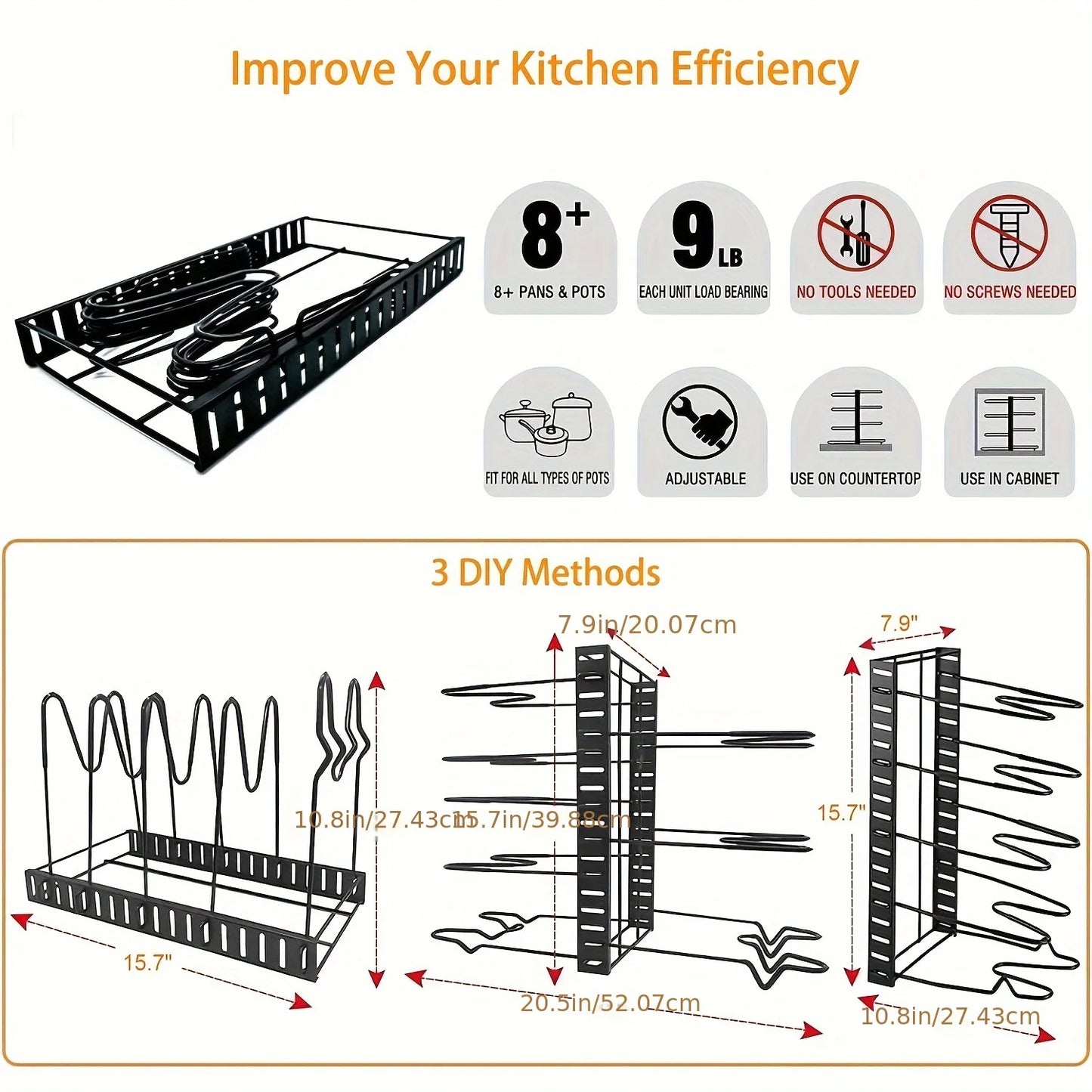 2 Pack Pot Rack, Organizers,