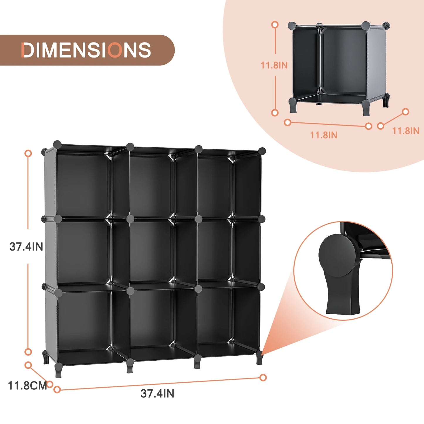 Closet Organizer, 9 Cube Closet Organizers and Storage,DIY Stackable Clothes Organizer Shelving,Cube Storage Organizer