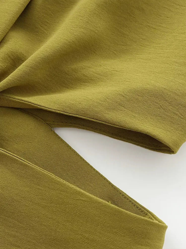 Women's Autumn and Winter New Arrivals Fashion  Open Design Buckle Decoration Sleeveless Long Dress