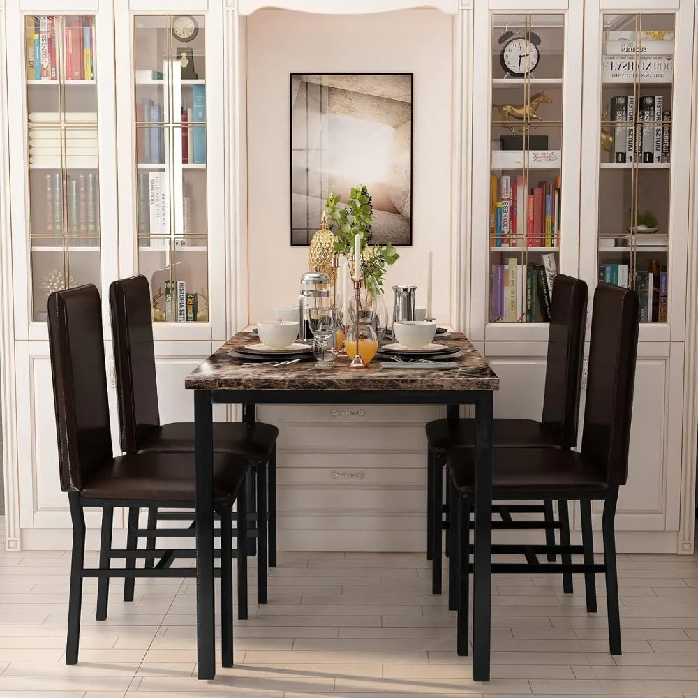 Dining Table, Faux Marble Table, Inc. 4 chairs