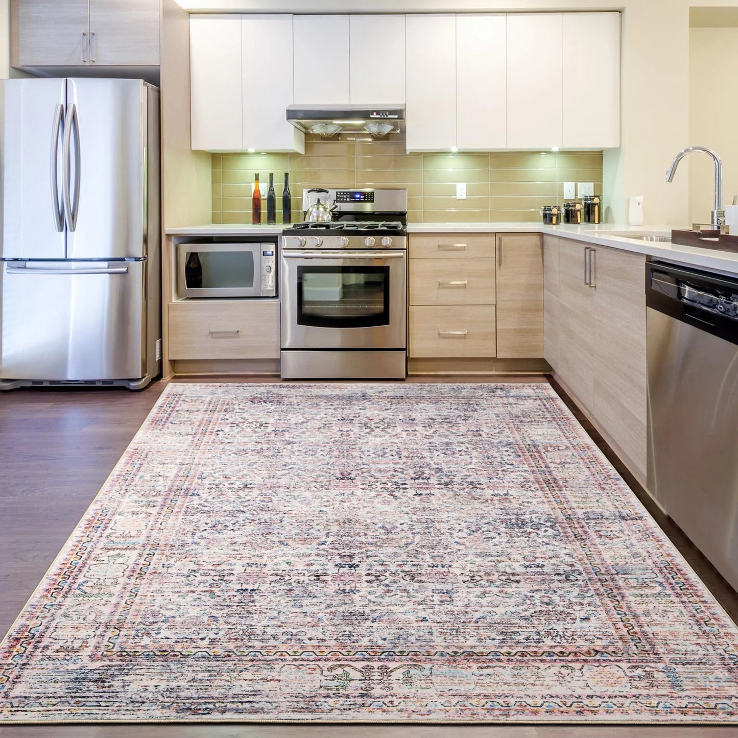 Faux Cashmere Vintage Floral Rugs Soft Accent Area Rug