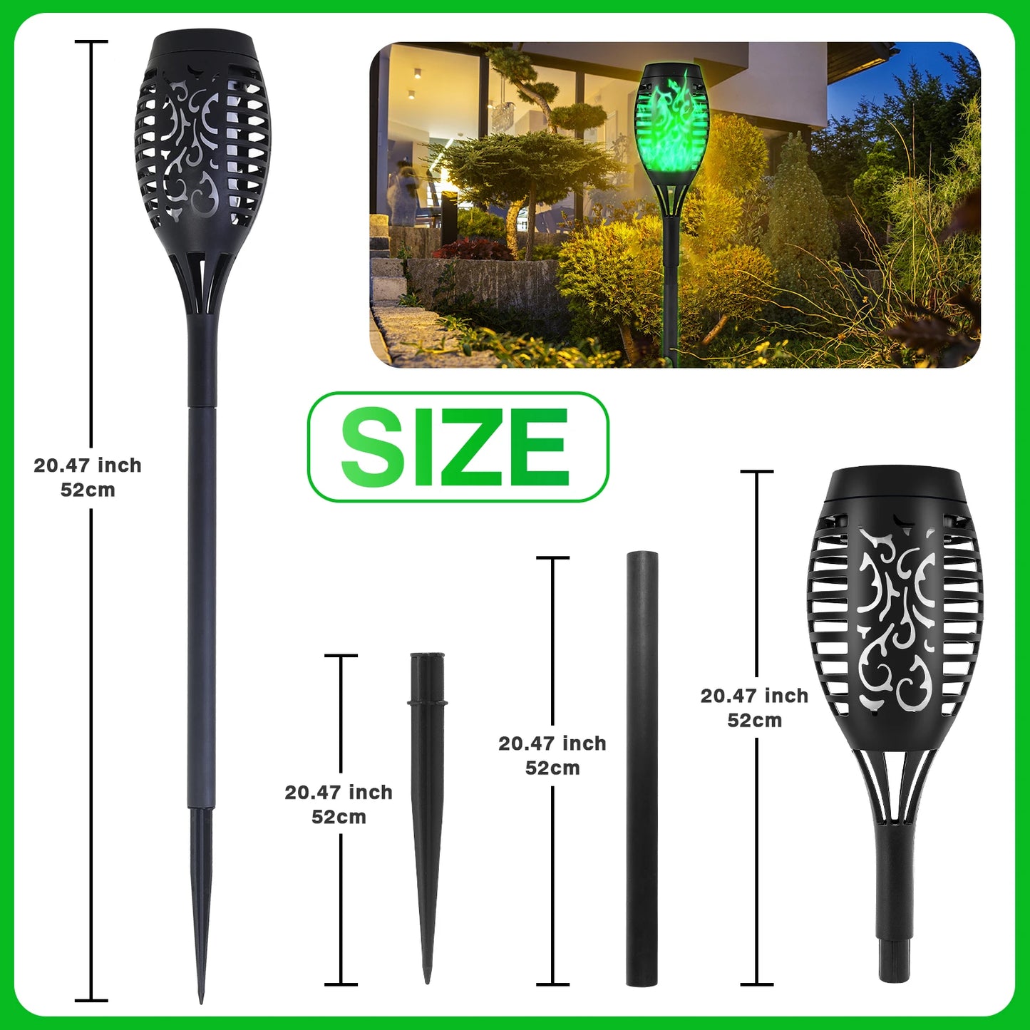 Solar Flame Light Outdoor with Flickering Flame Waterproof Lawn Ground Inserted Landscape for Garden