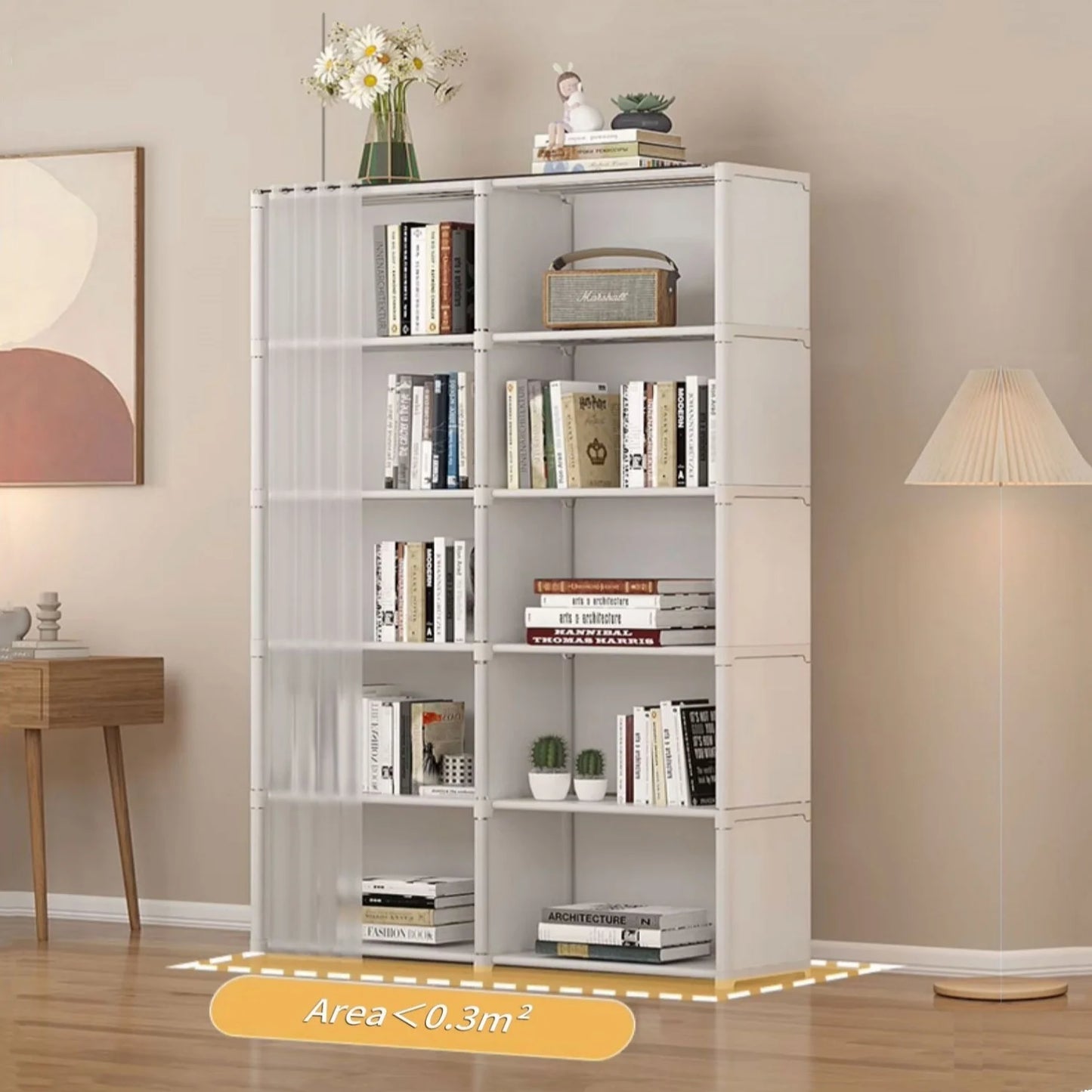 6-Layer Double Row Storage Rack with Curtain