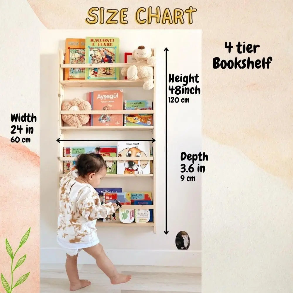 Wall Mounted Montessori Kids Bookshelf,