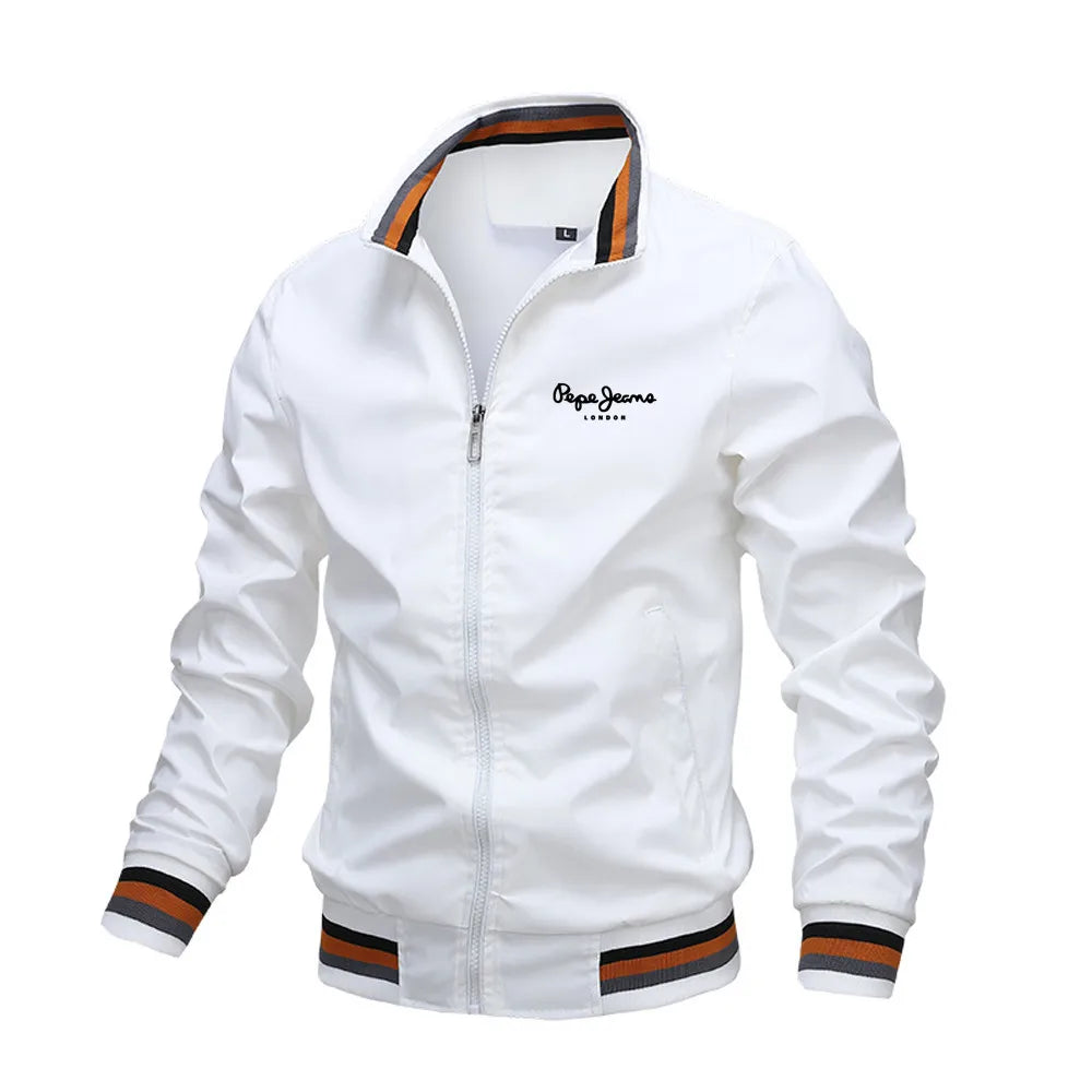 Autumn and Winter Men's Stand Collar Casual Zipper Jacket Outdoor Sports Coat Windbreaker Waterproof Bomber