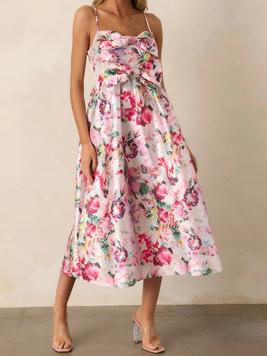 Women s Floral Print Sleeveless Spaghetti Strap Maxi Dress