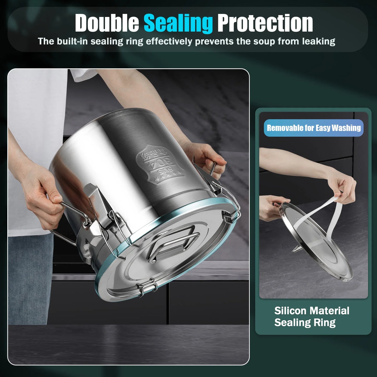 12L 304 Stainless Steel Cereal Container Metal Kitchen Rice Oil Storage Bucket Airtight Durable, Corrosion Resistant