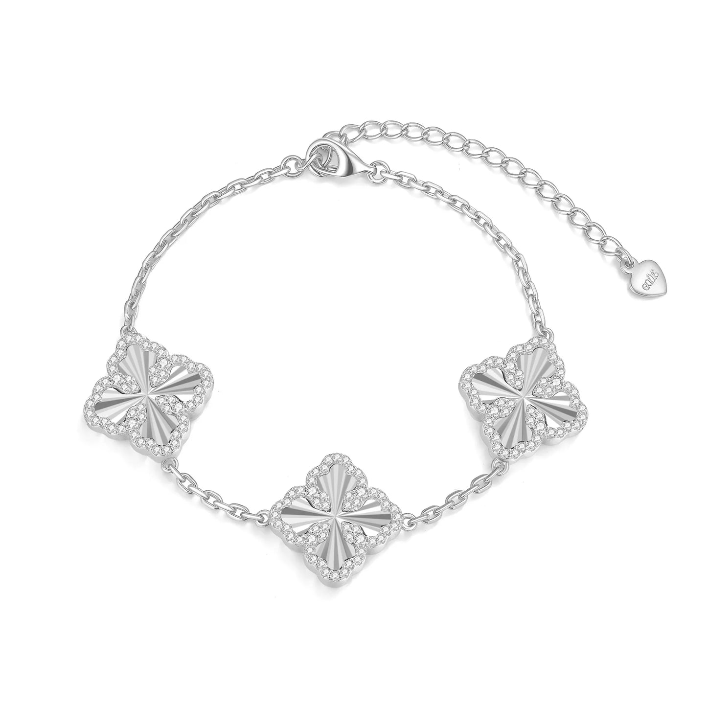 S925 Sterling Silver Four Leaf Clover Moissanite Bracelet for Women 18K Gold Plated 1.0/1.5mm D Color Lab Diamond Adjustable