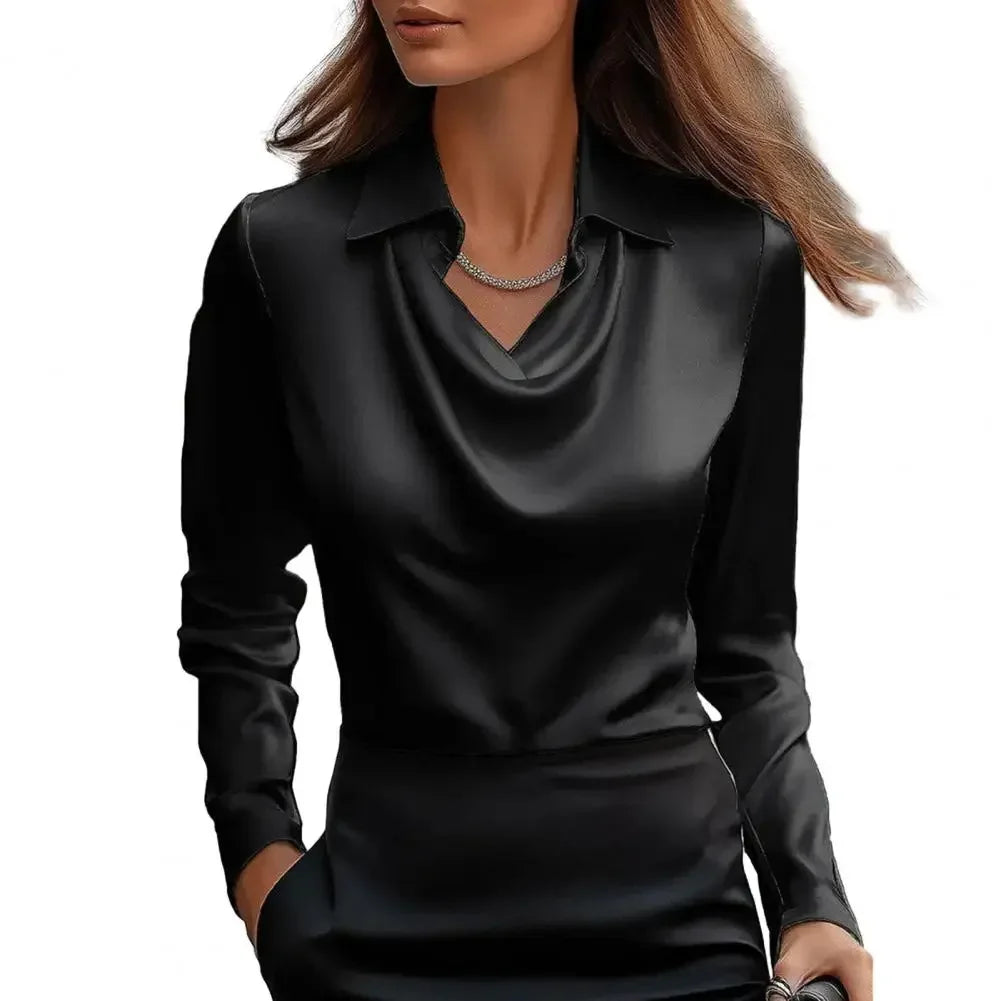 Satin Women Shirt Vintage Long Sleeve Blouse Women Silk Elegant Womens Tops  Luxury Shirt