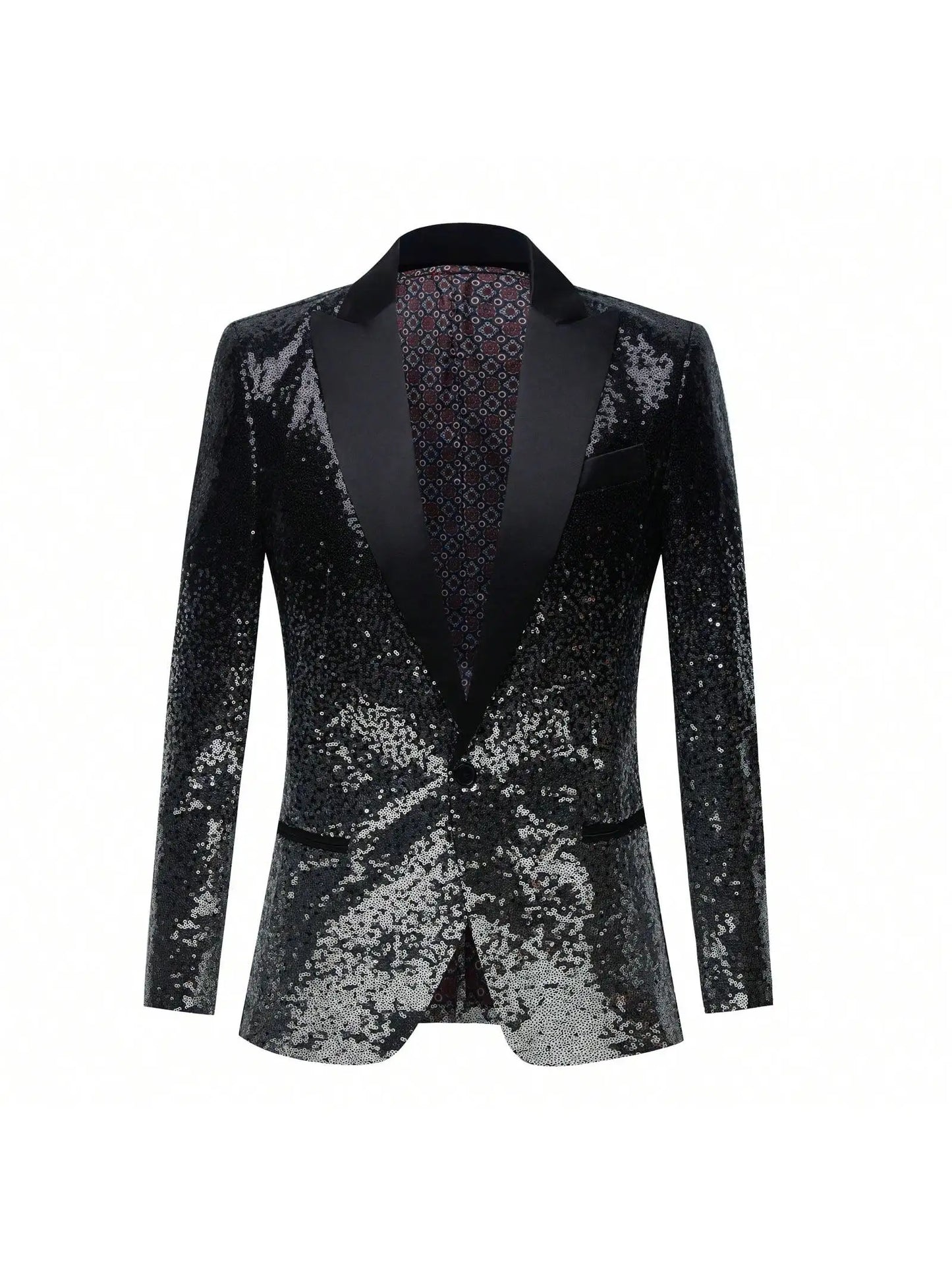 Men Sequin Shiny Prom Suit Jacket One Button and Blazers Tuxedo for Wedding Banquet
