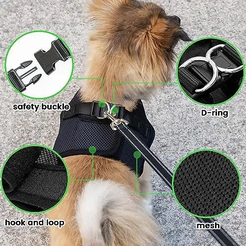 Small Dog Harness with Airtag, Reflective Leash Set – Safe & Easy Walking  

SEO Title: Small Dog Harness + Airtag Set – Safe Wa