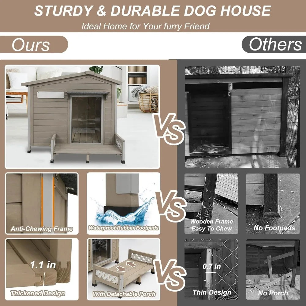 41" L Outdoor Large Dog House with Porch,