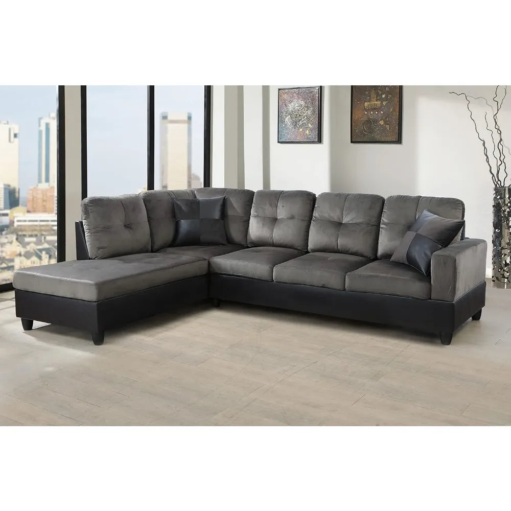L Shape Sectional Sofa for Living Room with Ottoman