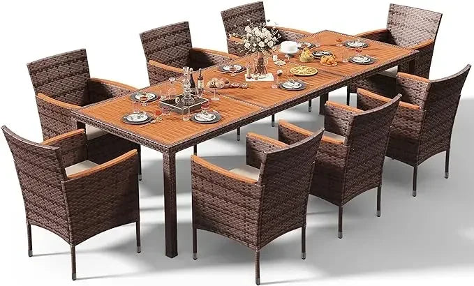 Patio Conversation Set with Acacia Wood Top,