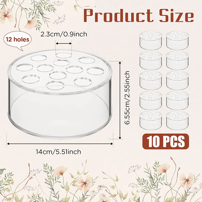 12 Hole Circular Acrylic Vase, 2.55 Inches High