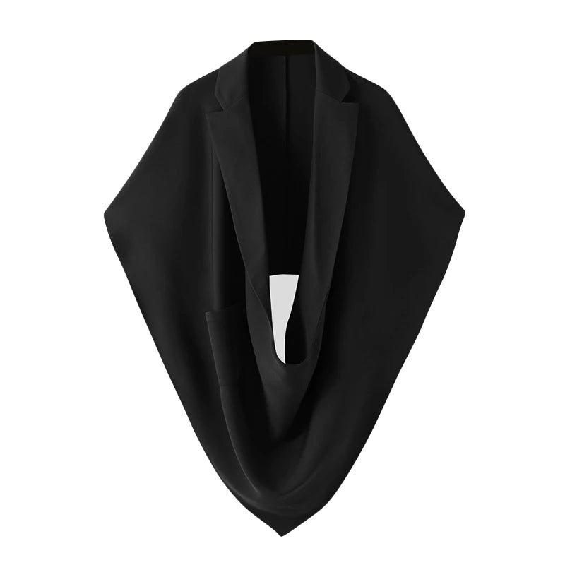Men Turn-Down Collar Poncho Solid Color Fashion