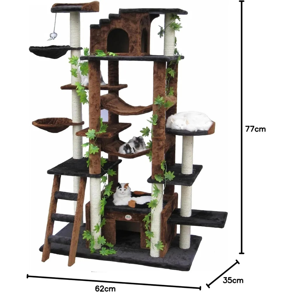 77-Inch Cat Tree, Brown/Black
