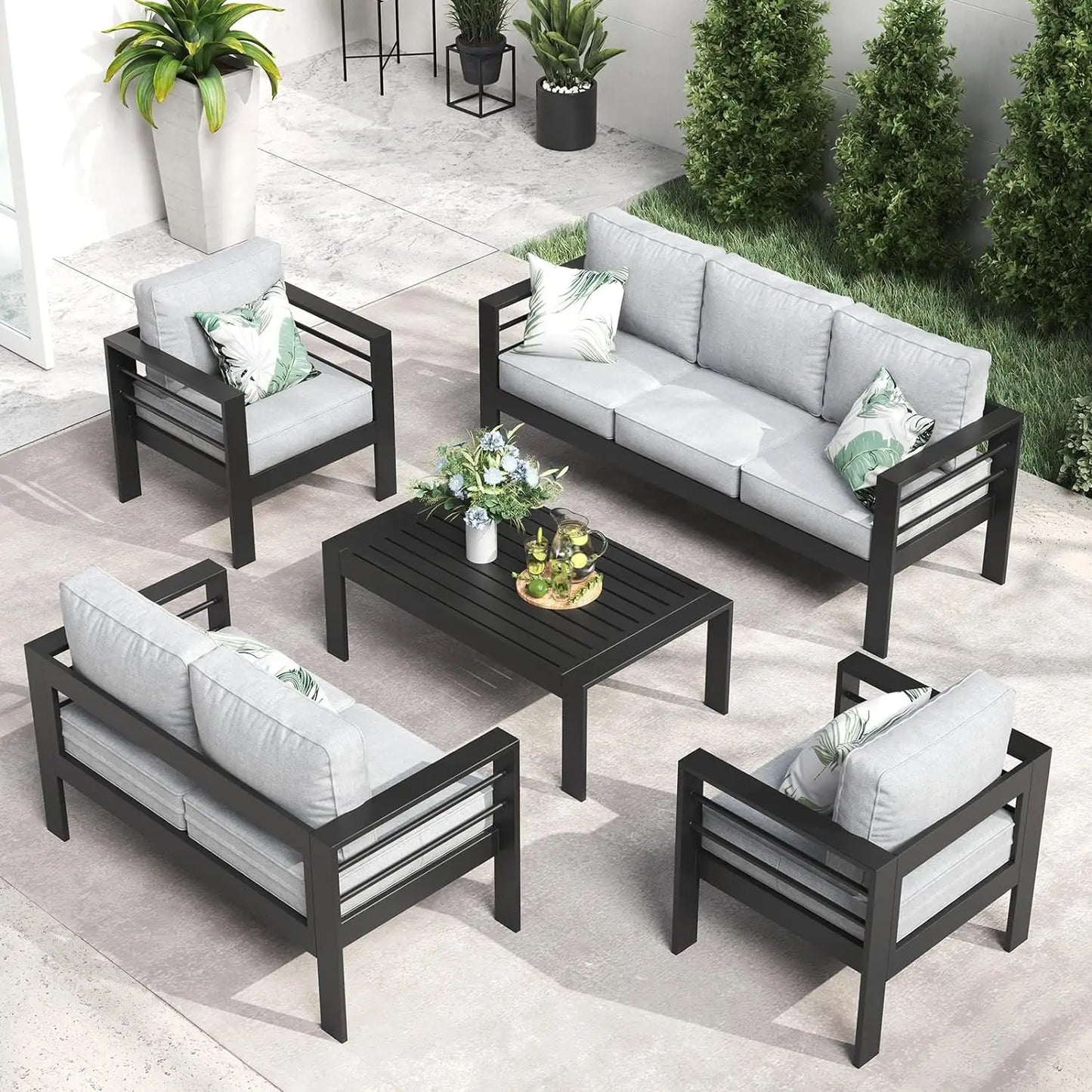 Aluminum Furniture with Fire Pit Table,