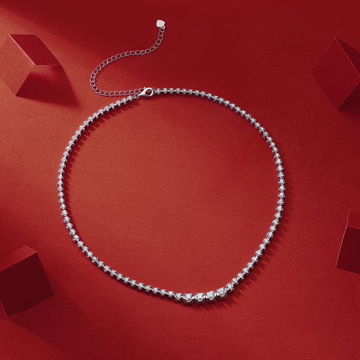 JIUZUAN 925 silver moissanite necklace 4mm casual fashion light luxury women's senior gift with certificate authentication