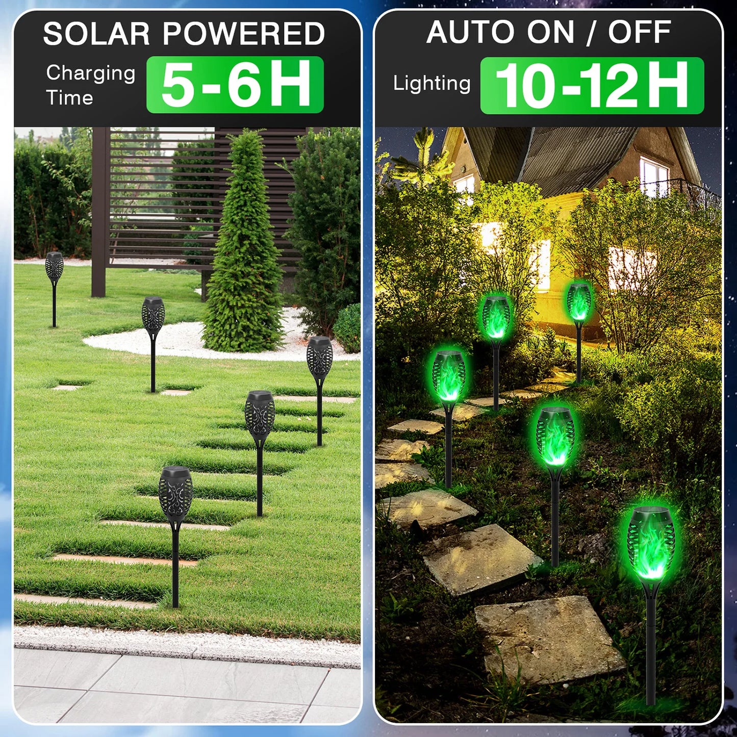 Solar Flame Light Outdoor with Flickering Flame Waterproof Lawn Ground Inserted Landscape for Garden