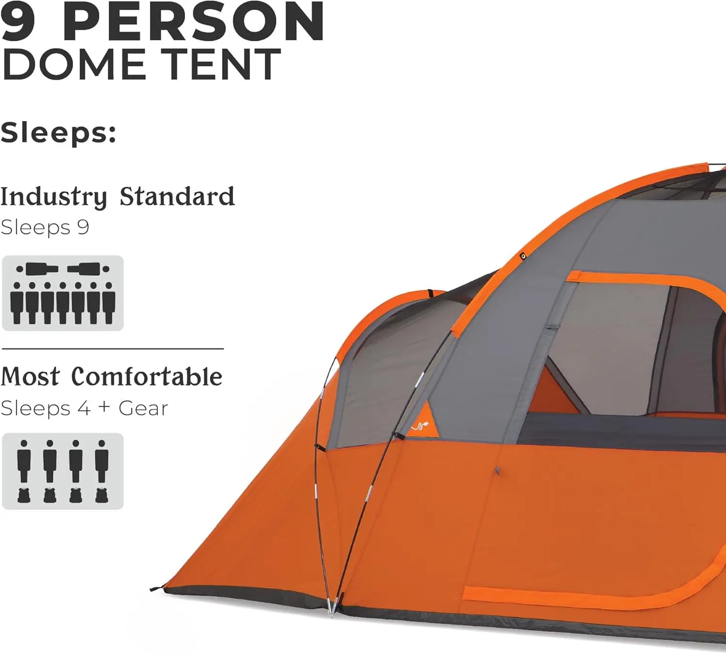 Family Camping Tent for 3-9 People, Dome Design with Gear Loft and Water-Resistant Features