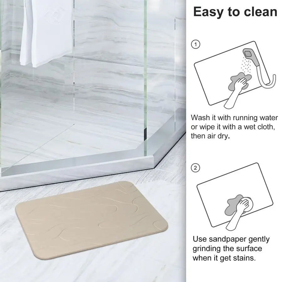 Pack Diatomaceous Earth Shower Mat, Stone Bath Mat, Nonslip Super Absorbent FastDrying Hard Bath Mat for Bathroom Shower Floor,