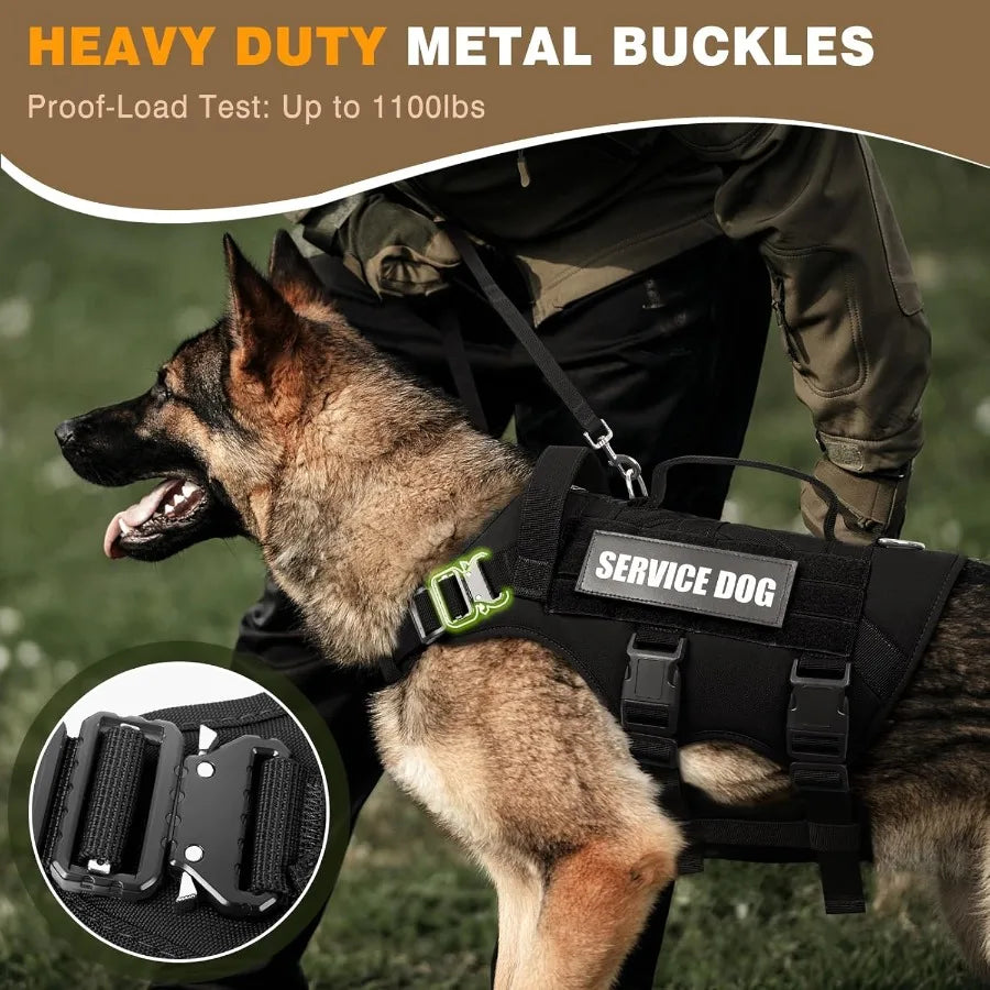 Tactical Working MOLLE Vest for MediumSized Dogs with 10 Pet Patches NoPull Heavy Duty Harness Ideal for Training Walking