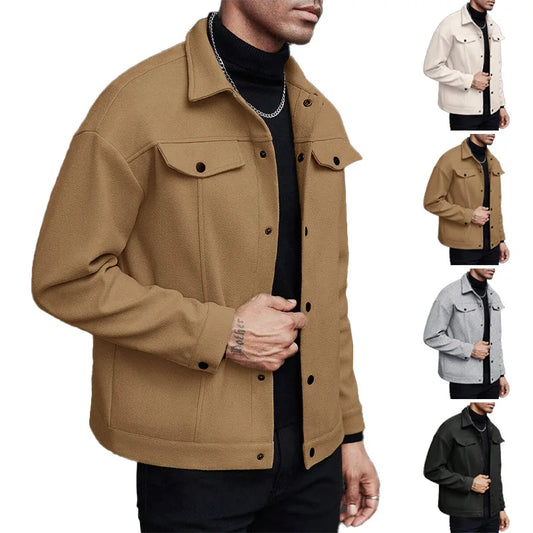 2025 autumn and winter new style, turtleneck woolen jacket, men's casual sports business jacket