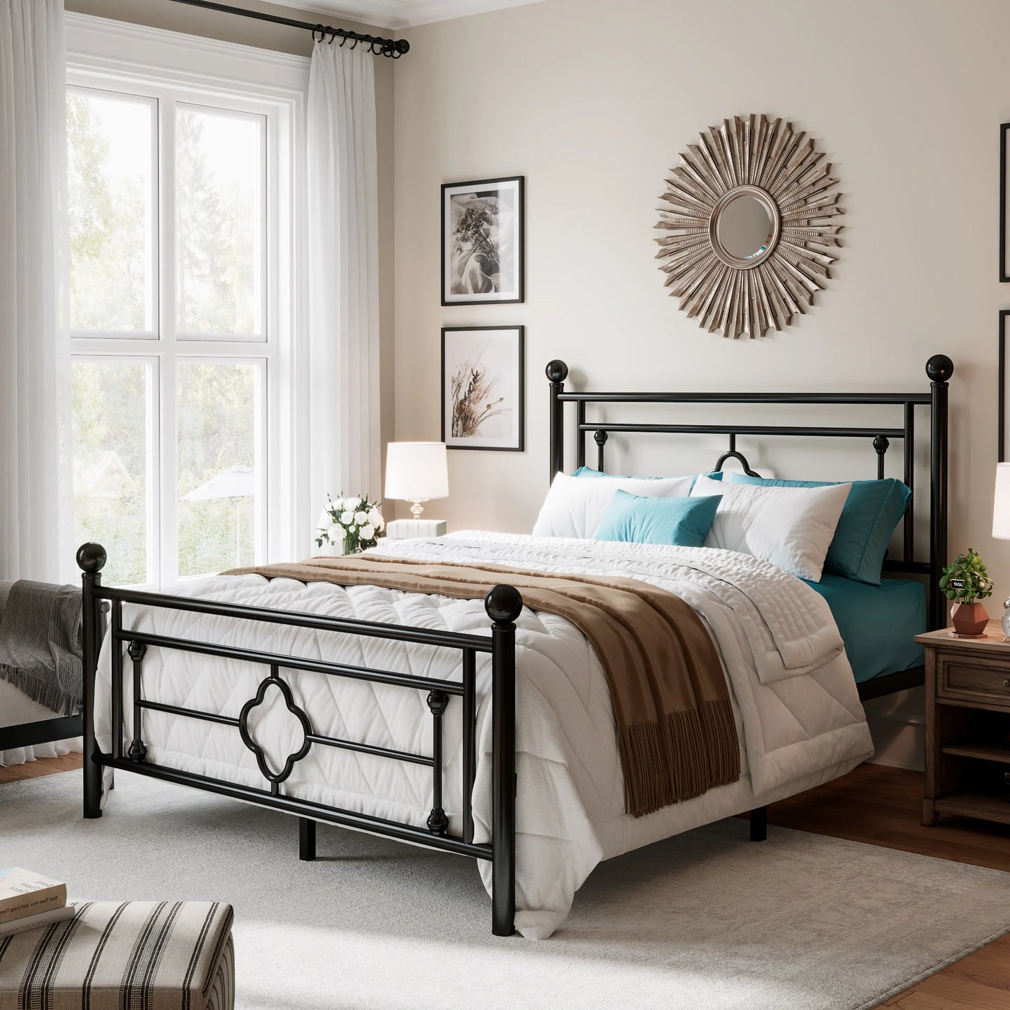 Metal Platform Bed Frame, Vintage Victorian Style