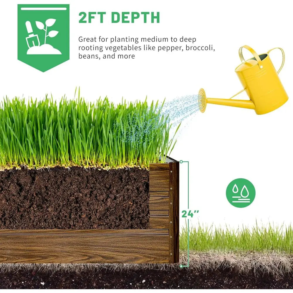 2 Pcs 4x2x2T Raised Garden Bed Galvanized Planter Garden Boxes Outdoor, Deep Root Planter Raised Bed or Vegetables