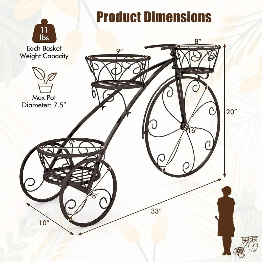 3-Tier Metal Bicycle Planter -