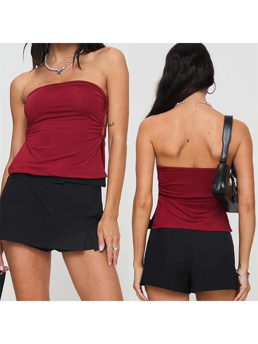 Women s Off Shoulder Ruffle Crop Tops