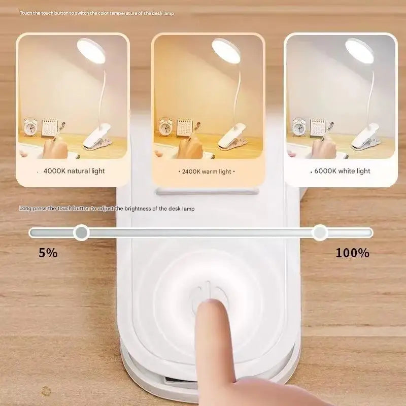 LED eye protection clip desk lamp dormitory study lamp charging night light student special bedside reading lamp