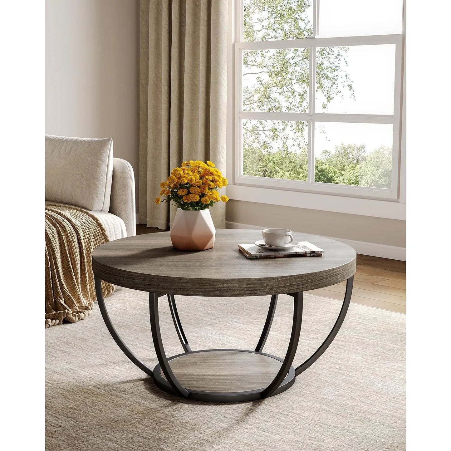 32" Circle Marble Coffee Tables