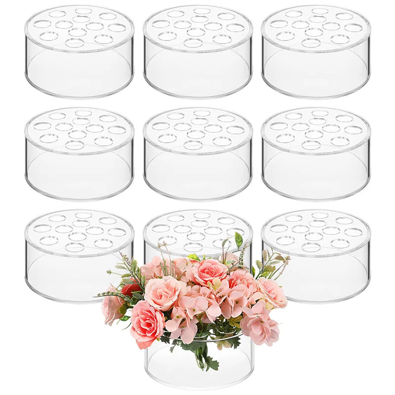12 Hole Circular Acrylic Vase, 2.55 Inches High