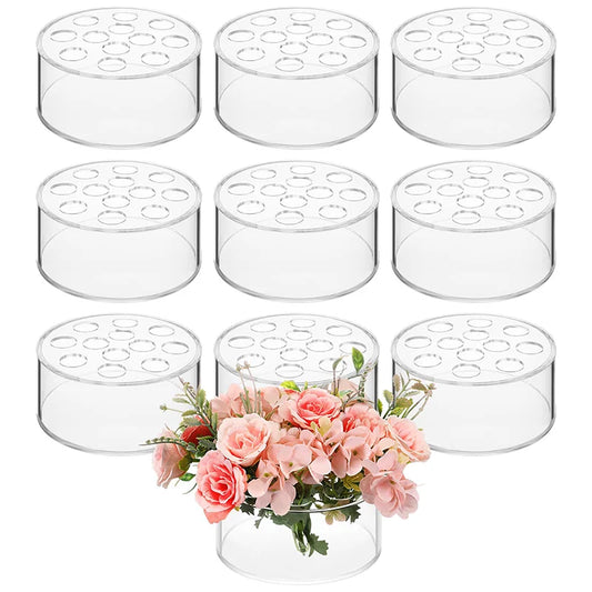 12 Hole Circular Acrylic Vase, 2.55 Inches High