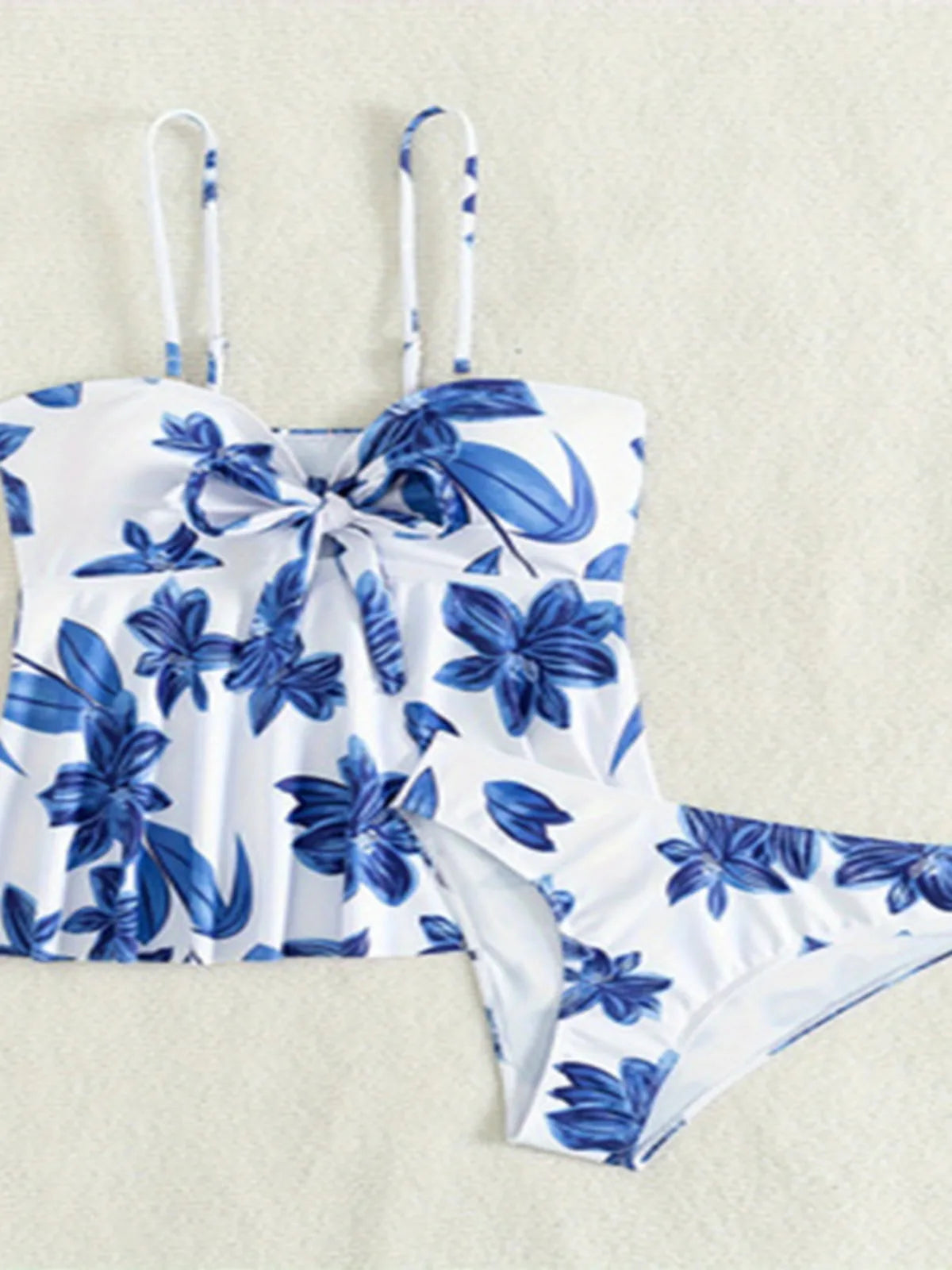 Blue Flower Print 2-piece Swimsuit