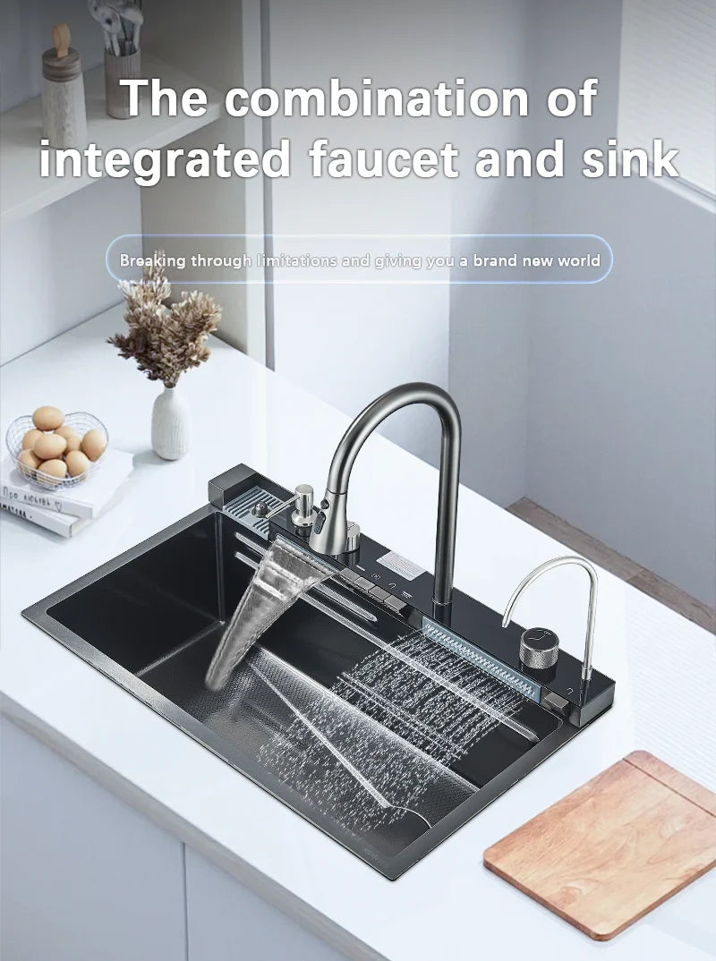 Stainless Steel Waterfall Kitchen Sink
