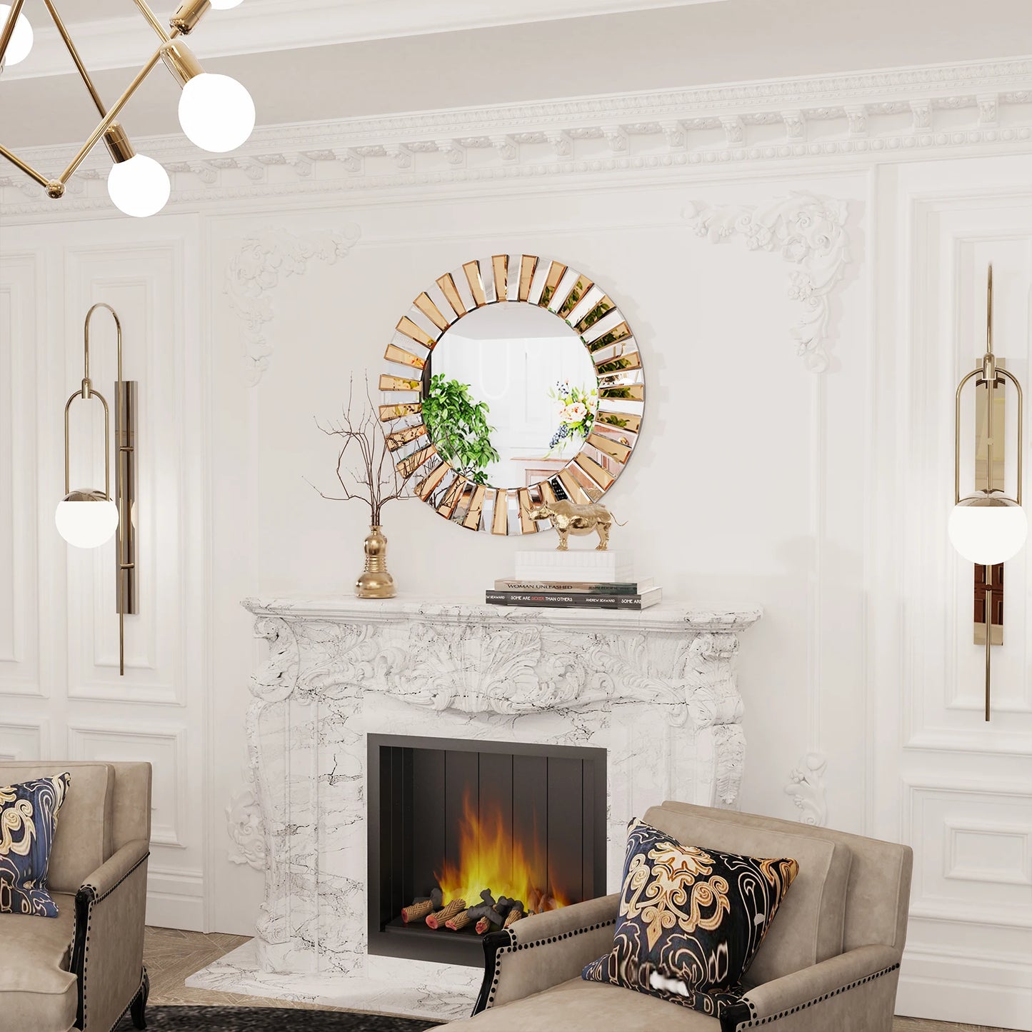 Decorative Mirrors Round Sunburst Wall Mirror