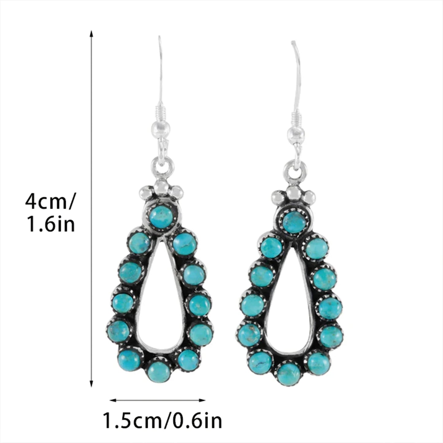 925 Silver, Turquoise Earrings, Women's Earrings with 12 Turquoise Stones