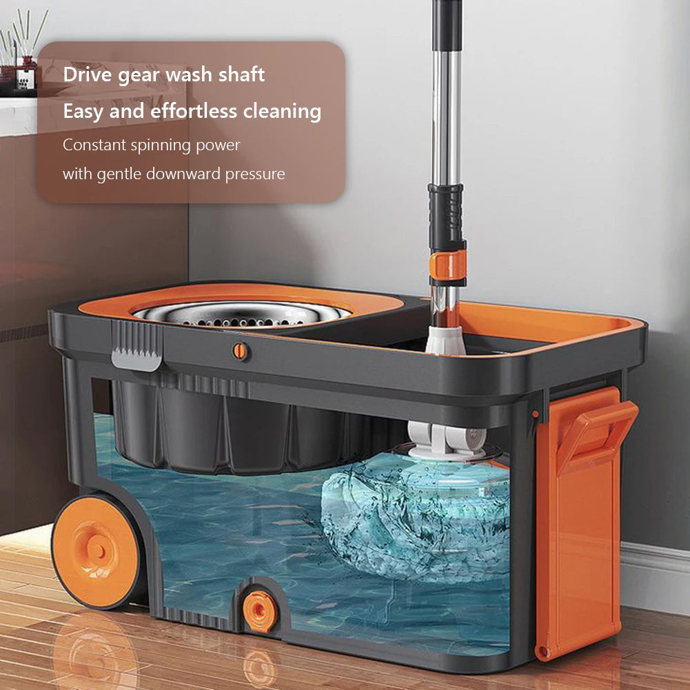 Mop Bucket Set  Microfiber Pads Automatic Dehydration Mop